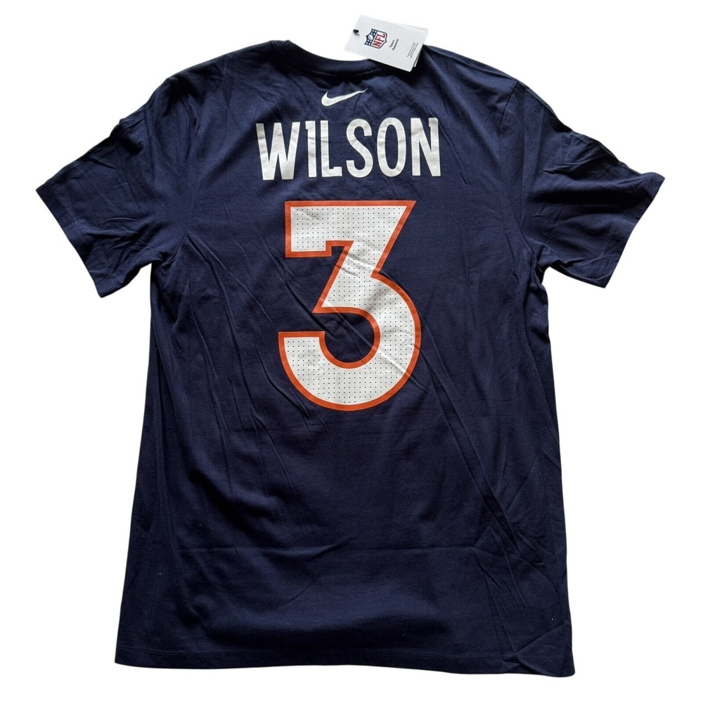 Nike NFL Denver Broncos Russell Wilson #3 Football T Shirt Mens M Navy Blue NWT - Picture 3 of 7